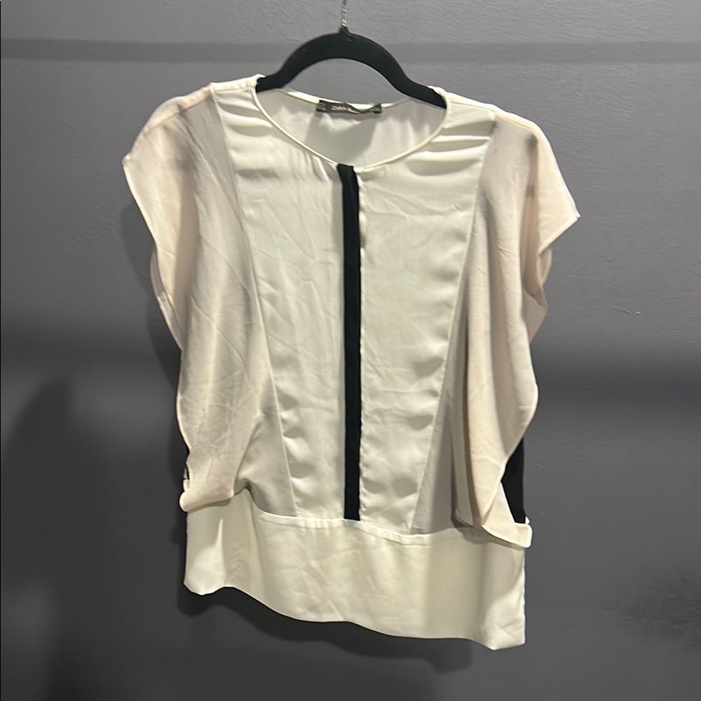 Zara Cream and Black Blouse